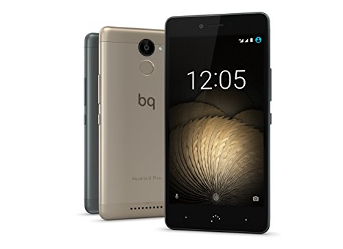 BQ Aquaris U Plus - Smartphone de 5'' (WiFi, Bluetooth 4.2, Qualcomm Snapdragon 430 Octa Core, 16 GB de memoria interna, 2 GB de RAM, cámara de 16 MP, Android 6.0.1 Marshmallow) negro y gris antracita