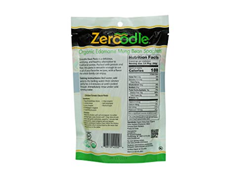 Zeroodle 3-Pack Low Net Carb Gluten Free Vegan Pasta - Organic Mung Bean Edamame Spaghetti Noodles - High Protein