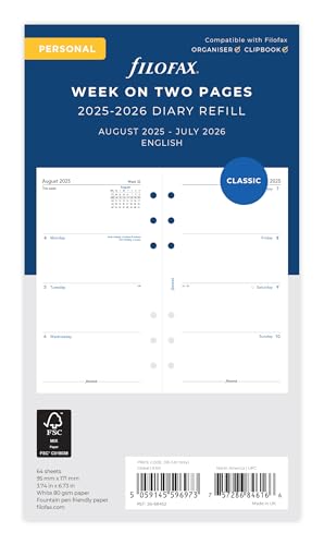 Filofax Terminplaner 26-68452, persoenlich, Woche auf zwei Seiten, 25. August bis 26. Juli