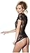 Women's T-Shirt Stretch Lace (Black;Large)