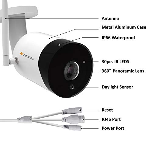 WiFi Panoramic Security Camera, Jennov Wireless 360 Degree Fisheye Home Surveillance IP Camera 5MP HD Outdoor Weatherproof & Indoor Baby Monitor with 2-Way Audio Night Vision for Kid Pet Elderly - Thumbnail 7