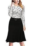 Miusol Women's Scoop Neck 2/3 Sleeve Optical Illusion Slim Cocktail Party Dress