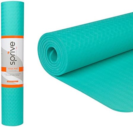Sprive Single Color TPE Mat (6mm) for Yoga, Pilates, Burpee, Core Exercises, Health, Fitness, Interval Training. Extra length and width 72" x 27". Eco-Friendly, Durable, Non-Slip (Sea Green)