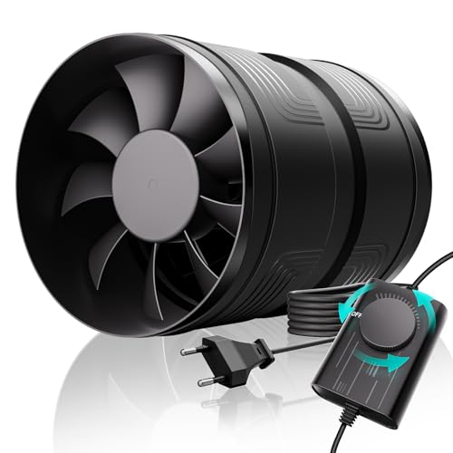 HG Power 150mm Rohrventilator Regelbar, 587 m³/h Rohrlüfter, Inline Abluftventilator mit Überhitzungsschutz für Keller, Growzelt, Garage, Küche, Werks
