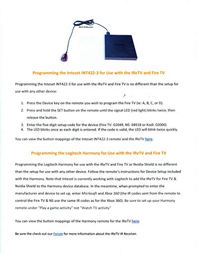 Inteset IReTV USB IR Receiver & USB Y Cable for use with F-TV, with The Inteset INT422 & Harmony Remotes (Remote not Included)