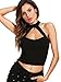Romwe Women's Sexy Cut Out Halter Backless Crop Tank Top Clubwear