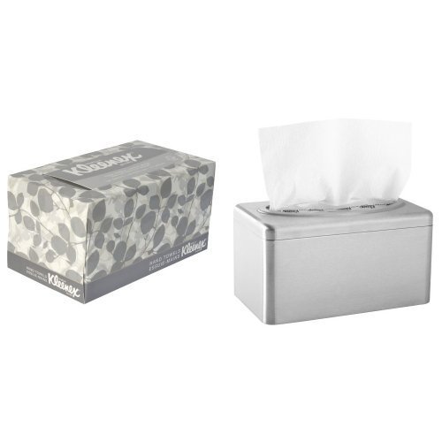 2-Pack Kimberly-Clark's Kleenex Stainless Steel Box Towel Cover With 18-Pack Kleenex 1-Ply Hand Towel Refill Bundle