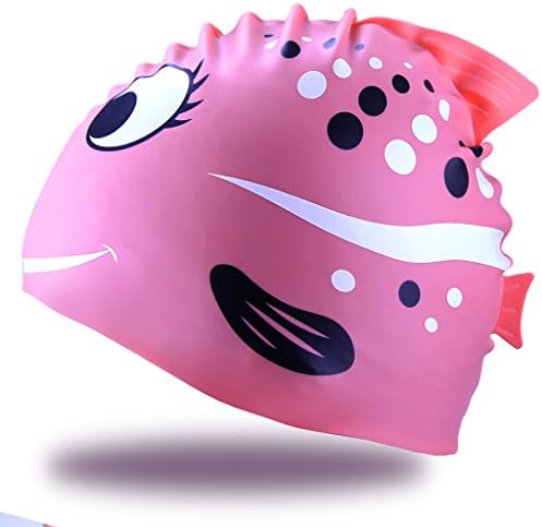 WELKOOM Swimming Cap for Kids, High Elastic Silicone Toddler Swim Cap, Bathing Cap,Fun Design for Children, Boys and Girls, Keep Hair Clean Ear Dry, Aged 2-6