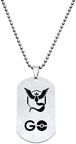 JewelryX - 6pcs Team Mystic Game Pokemon Go Ball Pokeball Army Military Dog Tag Charm Pendant Necklace Women Men
