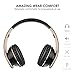 Sound Intone Headphones, I65 Foldable Headphone with Microphone and Volume Control, Wired Headset for iPhone, Android Smartphones and Tablets (Black/Gold)