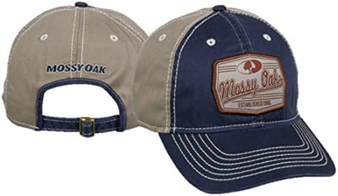 Mossy Oak Blue Khaki Cotton Patch Strap Back Hunting Hat