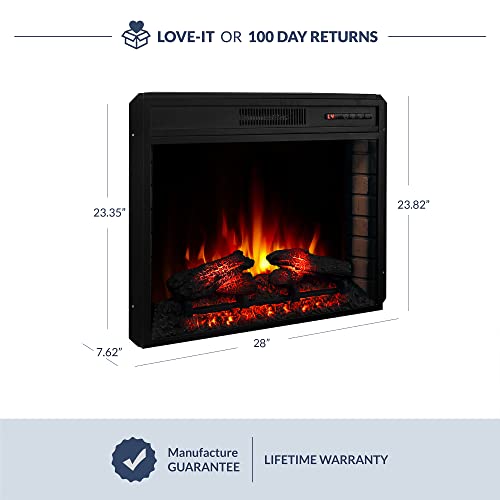 BELLEZE 28 Inch 1400W Electric Fireplace Insert, Stove Heater for TV