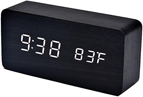 Wooden Alarm Clock Despertador Temperature Sounds Control LED Display Electronic Desktop Digital Table Watch