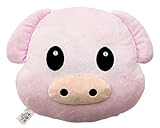 Animal Emoji Smiley Emoticon Round Cushion Pillow Stuffed Cute Plush Soft Toy Doll Cat Dog Bunny Piggy Unicorn Cow Car Home Office Accessory (Pig)