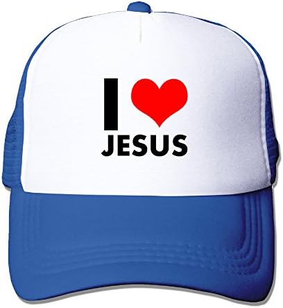 I Love Jesus Heart Trucker Hats &amp; Caps With Adjustable Snapback Strap For Youth RoyalBlue