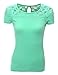 Doublju Womens Short Sleeve Round Neck Lace Paneled T-Shirt