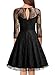 MissMay Women's Vintage Floral Lace Net 3/4 Sleeve Sexy Swing Dress