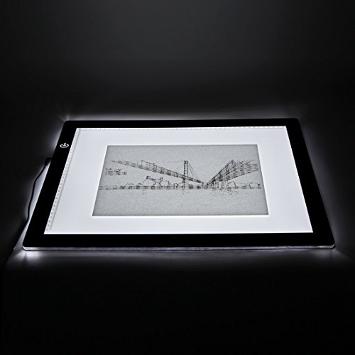 ME456 A3 LED Light Box 12x17 Inch Light Pad 12V DC Power Light Table for Tracing (Black)