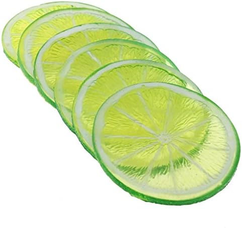 Gresorth 6pcs Highly Simulation Fake Green Lemon Slice Artificial Fruit Model Home Party Decoration