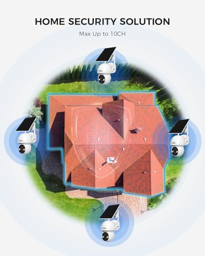 Hiseeu - Cámara de Seguridad con Panel Solar para Exteriores, WiFi de 2.4 G y 5 G, visión Nocturna a Color, visión de 360°, panorámica e inclinación, cámara 100% inalámbrica Compatible con Sistema de
