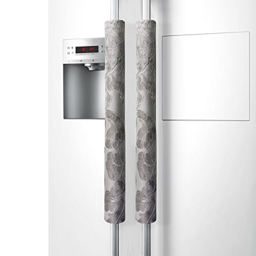 OUGAR8 Refrigerator Door Handle Covers Handmade Decor Protector for Ovens, Dishwashers.Keep Your Kitchen Appliance Clean From Smudges, Food Stains (Gray Flower) - Thumbnail 7