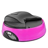 Automatic Dog Feeder 4 Meals (Pink) Programmable Timer Pet Cat Puppy Animal Food Supplies Bowls Water Trays Electronic Station Container with LCD Display