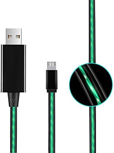 Micro USB Cable,Portable flowing LED Cable High Speed Quality Data Charging Cable 3FT USB2.0 For Samsung Galaxy S6 S7 Edge LG HTC Sony Oneplus Android Phones/Pads/tablet Devices (Green)