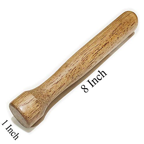 20,3 cm großer Stößel aus Holz für Cocktail, Mojito-Getränke, langlebig, flacher Kopf und runder Kopf, Stößel, Holz… – Bild 3