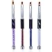 Ycyan 4Pcs UV Gel Nail Brush Set Rhinestone Handle Gel Polish Nail Art Design Brushes Nail Ombre Brush Professional Nail Art Tools