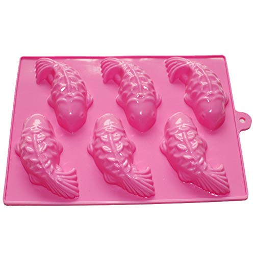 X-Haibei 6-CAVITY Koi Carp Fish Soap Chocolate Jello Gelatin Molds Homemade Supplies