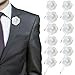JLIKA Lapel Flower Pin Rose for Wedding Boutonniere Stick - Set of 12 PINS (White)