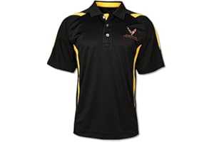 WEST COAST CORVETTE Racing Pegasus Polo Shirt: Black/Yellow for C8 Corvette (X-Large)