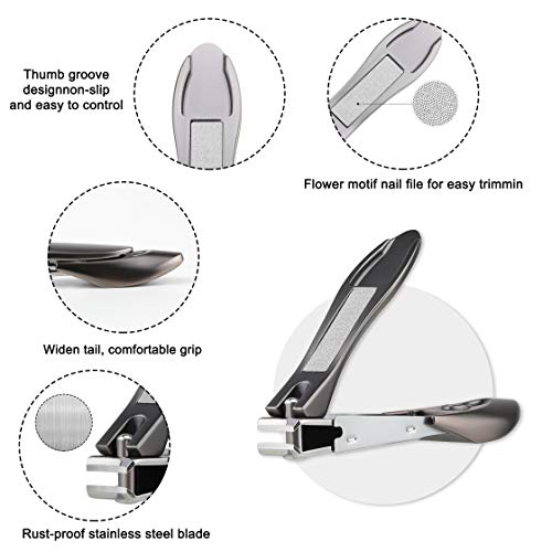 Easkep Nail Clippers, 2 pcs Sharp and Durable Nail Clipper Set Anti-splash Fingernail Toenail Nail Cutter Stainless Steel Sturdy Trimmer Set for Men and Women
