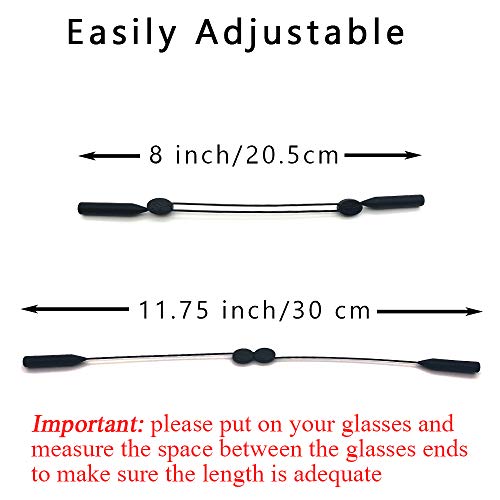 Adjustable no Tail Eyeglasses and Sunglasses Holder Strap Cord, glasses String Holder Chain Necklace, Glasses Cord Lanyard, Eyeglass Retainer (Black)