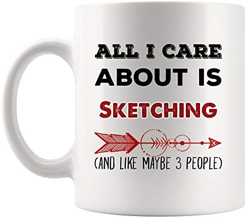 All I Care About Is Sketching Mug Coffee Cup Tea Mugs Gift | Kid Gifts for Children Drawing sketch painting Art Artist Architect Fashion interior Designer decorator couturier