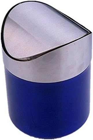 Decity Stainless Steel Desk Trash Bin Countertop Waste Can 1.5 L / 0.40 Gal (Blue)