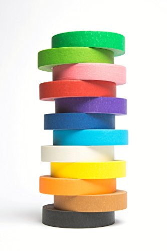 12 Rolls of Colored Masking Tape, 1 in x 60 yds; Great for DIY Label Making, Arts & Crafts, Home & Office. Includes Blue, Black, Yellow, Purple, White and many more. VIBRANT COLORS