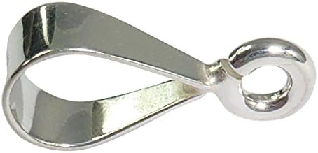 Sterling Silver 925 Standard Bails with Open Loop 10 Pieces 3.9x13.7mm, 1.9mm Open Ring ID