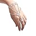 yueton 1Pieces Fashion Glitter Heart Rhinestone Hand Harness Bracelet Bangle Slave Chain Link Finger Ring Bracelet for Women