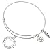 Qina C. Sterling Silver Always My Sister Forever My Friend Love Heart Feather Dangle Charm Family Adjustable Wire Bangle Bracelet