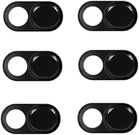 Webcam Cover Slide Sticker 6 Pack Fit Macbook Pro Iphone and Most Laptop Tablet Phone Round Black By Arctic Fish