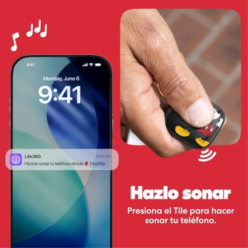 x Disney Tile - Starter Pack - Localizadores Bluetooth para Llaves, Carteras y Mucho más. Compatible con iOS y Android.Paquete de 2 (Tile Negro/Slim) - Mickey
