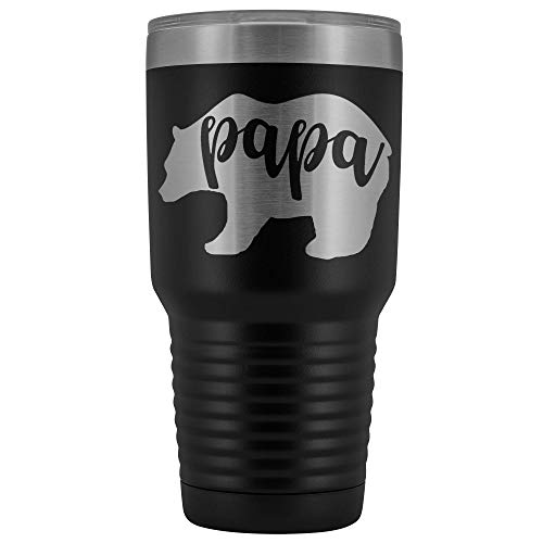 Custom Designed Stainless Steel 30 oz Tumbler for Men - Laser EtchedPapa Bear - Black - Similar to Yeti, RTIC brand - Perfect Gift for Him: Dad, Husband, Grandpa, Grandfather, Father's Day