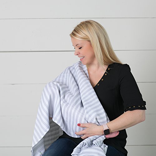 Muslin Baby Swaddle Blankets, 47x47 (3 Pack) Grey Cloud, Stripe & Stars - Thumbnail 6