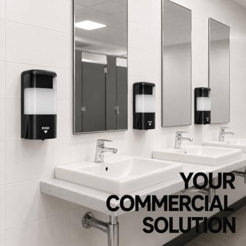 Keqin Large Shampoo Dispenser,No Drill Shampoo and Conditioner Dispenser,Refillable Liquid Lotion Pump Dispenser 1200ml YW-113 for Commercial Bathrooms,Offices,Kitchen (Transparent Black)