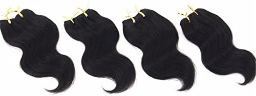 Angel Wave(TM)8 Inch Short Body Wave Human Hair Extension Black Human Hair Weft 100% Brazilian Human Virgin Hair Weave 4 Bundles/Lot for Women (Black 8inch)
