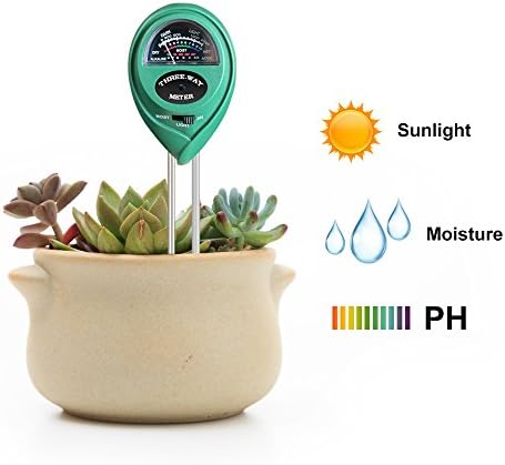KUBOM 3 in 1 soil meter, Moisture, Light &amp; PH Tester Kit, Quick &amp; Accurate Test Garden, Farm, Lawn, Indoor &amp; Outdoor
