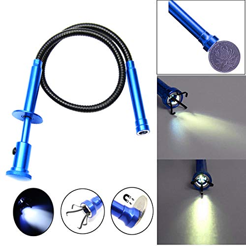 Directional four-claw magnetic pick-up tool with bright LED light retractable magnet pickup for any orientation. (blue)