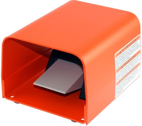 Linemaster 88SH1-05 Classic IV Foot Switch, Electrical, Single Pedal, Momentary, SPDT, Single Stage, Full Aluminum Guard, Black and Orange