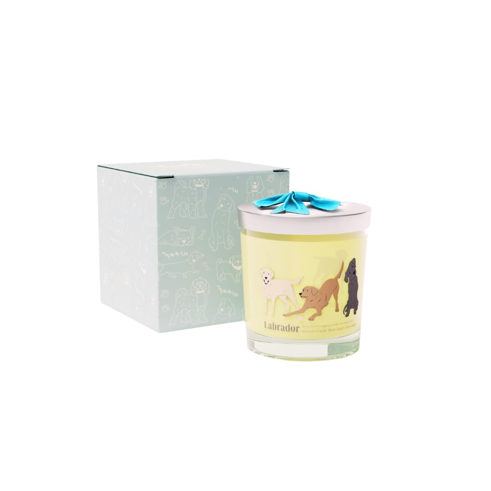 Cute Creations by Conka Hand Poured in The UK Artisan Gifts for Women Soy Vegan Candle Labrador Design. Decorated for Dog Lovers Gift Ideas for Luxury Candles, Lime Basil and Mandarin Scented